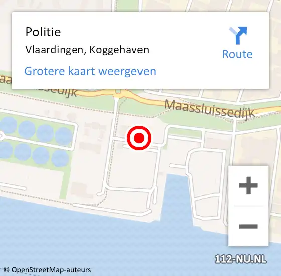 Locatie op kaart van de 112 melding: Politie Vlaardingen, Koggehaven op 25 oktober 2024 07:22