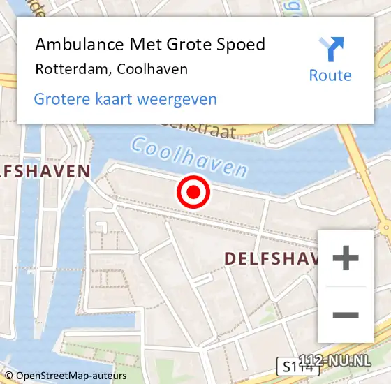 Locatie op kaart van de 112 melding: Ambulance Met Grote Spoed Naar Rotterdam, Coolhaven op 25 oktober 2024 07:25