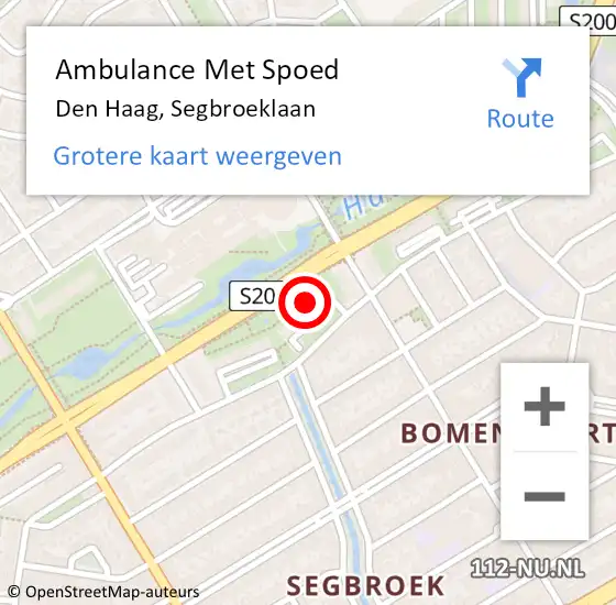 Locatie op kaart van de 112 melding: Ambulance Met Spoed Naar Den Haag, Segbroeklaan op 25 oktober 2024 07:51