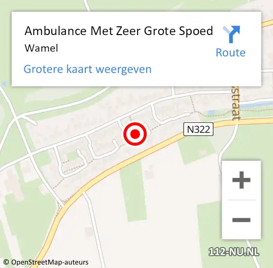 Locatie op kaart van de 112 melding: Ambulance Met Zeer Grote Spoed Naar Wamel op 25 oktober 2024 08:05