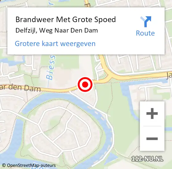 Locatie op kaart van de 112 melding: Brandweer Met Grote Spoed Naar Delfzijl, Weg Naar Den Dam op 24 oktober 2014 16:03