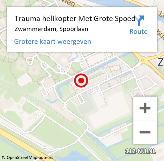 Locatie op kaart van de 112 melding: Trauma helikopter Met Grote Spoed Naar Zwammerdam, Spoorlaan op 25 oktober 2024 08:23