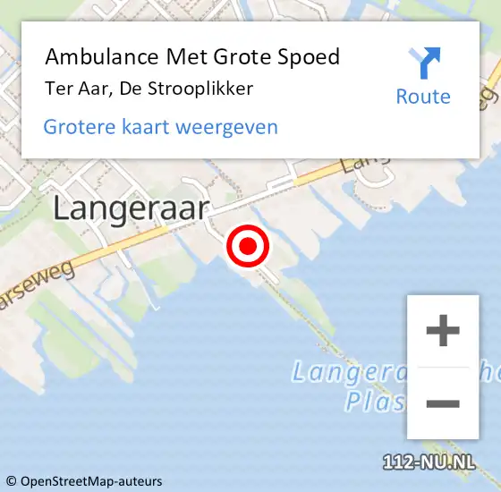 Locatie op kaart van de 112 melding: Ambulance Met Grote Spoed Naar Ter Aar, De Strooplikker op 25 oktober 2024 08:29