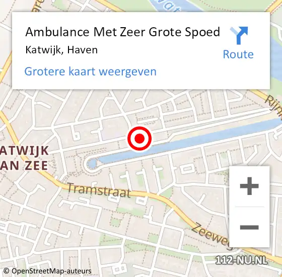 Locatie op kaart van de 112 melding: Ambulance Met Zeer Grote Spoed Naar Katwijk, Haven op 25 oktober 2024 08:47