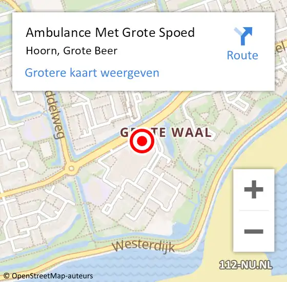 Locatie op kaart van de 112 melding: Ambulance Met Grote Spoed Naar Hoorn, Grote Beer op 25 oktober 2024 08:49