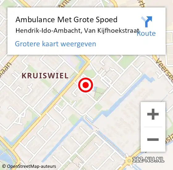 Locatie op kaart van de 112 melding: Ambulance Met Grote Spoed Naar Hendrik-Ido-Ambacht, Van Kijfhoekstraat op 25 oktober 2024 08:49