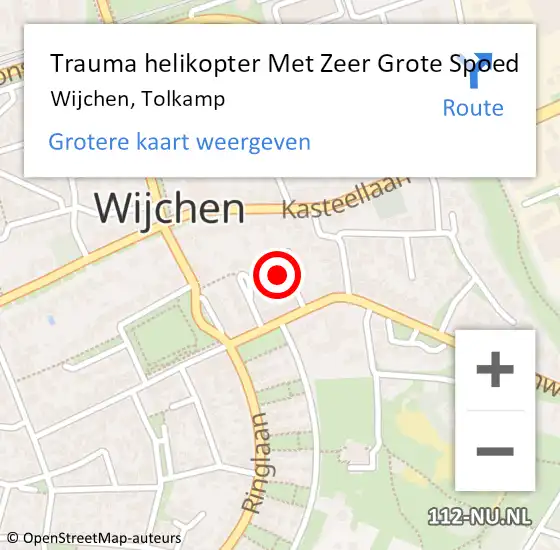 Locatie op kaart van de 112 melding: Trauma helikopter Met Zeer Grote Spoed Naar Wijchen, Tolkamp op 25 oktober 2024 08:54