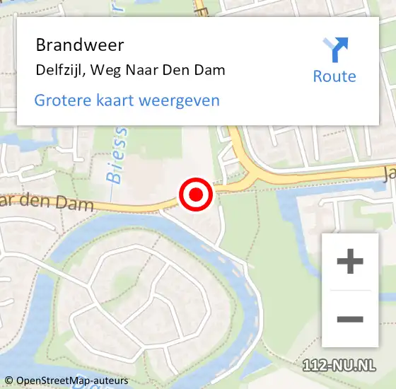 Locatie op kaart van de 112 melding: Brandweer Delfzijl, Weg Naar Den Dam op 24 oktober 2014 16:07