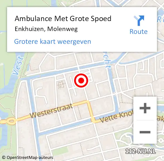 Locatie op kaart van de 112 melding: Ambulance Met Grote Spoed Naar Enkhuizen, Molenweg op 24 oktober 2014 16:07