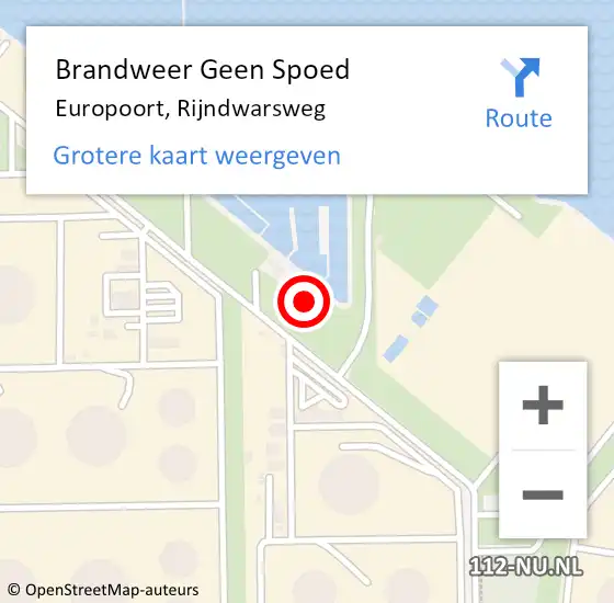 Locatie op kaart van de 112 melding: Brandweer Geen Spoed Naar Europoort, Rijndwarsweg op 25 oktober 2024 09:07