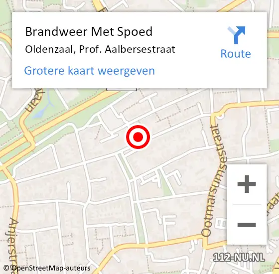 Locatie op kaart van de 112 melding: Brandweer Met Spoed Naar Oldenzaal, Prof. Aalbersestraat op 25 oktober 2024 09:43