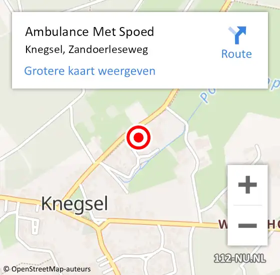 Locatie op kaart van de 112 melding: Ambulance Met Spoed Naar Knegsel, Zandoerleseweg op 24 oktober 2014 16:14