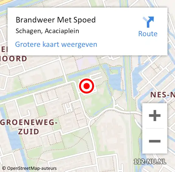 Locatie op kaart van de 112 melding: Brandweer Met Spoed Naar Schagen, Acaciaplein op 25 oktober 2024 10:36