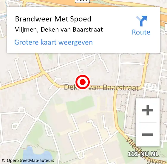 Locatie op kaart van de 112 melding: Brandweer Met Spoed Naar Vlijmen, Deken van Baarstraat op 25 oktober 2024 10:45