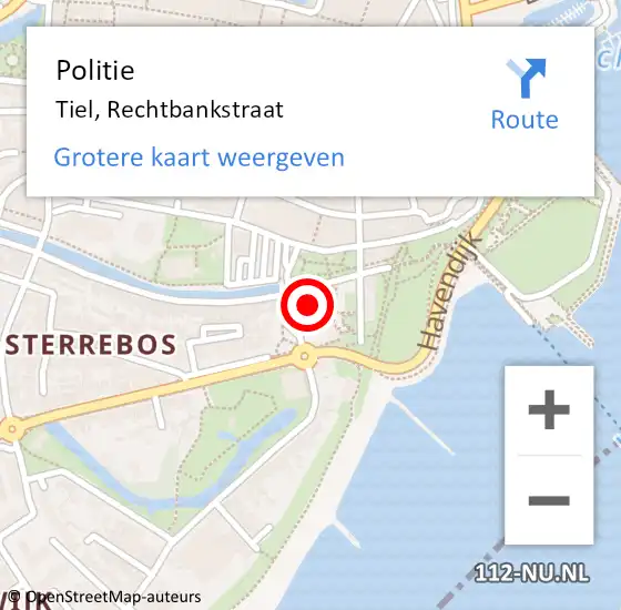 Locatie op kaart van de 112 melding: Politie Tiel, Rechtbankstraat op 25 oktober 2024 10:45