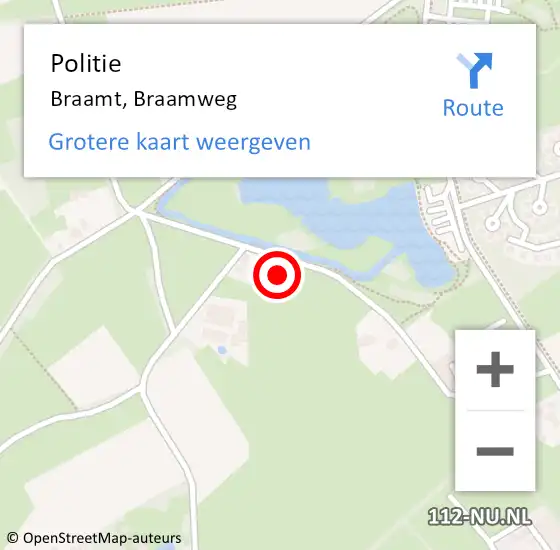 Locatie op kaart van de 112 melding: Politie Braamt, Braamweg op 25 oktober 2024 11:00