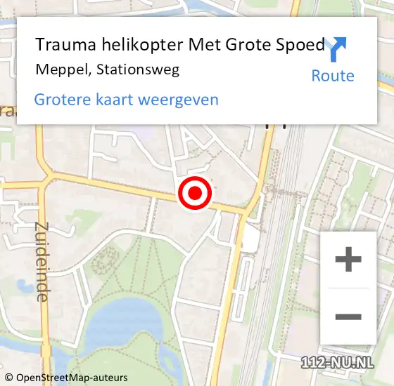 Locatie op kaart van de 112 melding: Trauma helikopter Met Grote Spoed Naar Meppel, Stationsweg op 25 oktober 2024 11:08