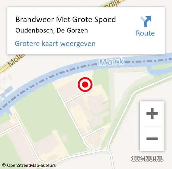 Locatie op kaart van de 112 melding: Brandweer Met Grote Spoed Naar Oudenbosch, De Gorzen op 25 oktober 2024 11:12