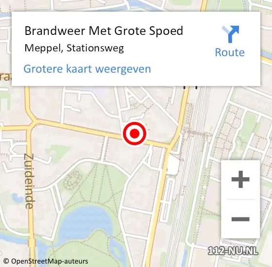 Locatie op kaart van de 112 melding: Brandweer Met Grote Spoed Naar Meppel, Stationsweg op 25 oktober 2024 11:12