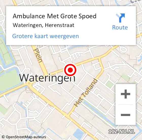 Locatie op kaart van de 112 melding: Ambulance Met Grote Spoed Naar Wateringen, Herenstraat op 25 oktober 2024 11:27