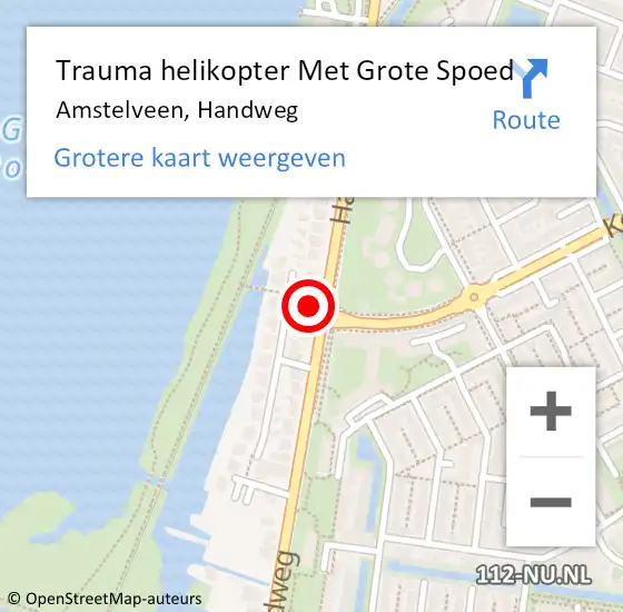 Locatie op kaart van de 112 melding: Trauma helikopter Met Grote Spoed Naar Amstelveen, Handweg op 25 oktober 2024 11:35