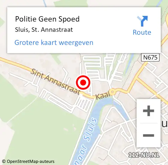 Locatie op kaart van de 112 melding: Politie Geen Spoed Naar Sluis, St. Annastraat op 25 oktober 2024 11:45