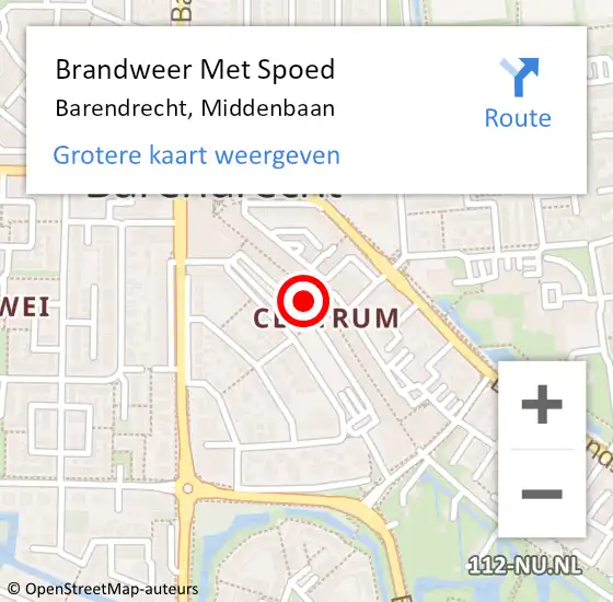 Locatie op kaart van de 112 melding: Brandweer Met Spoed Naar Barendrecht, Middenbaan op 25 oktober 2024 11:55