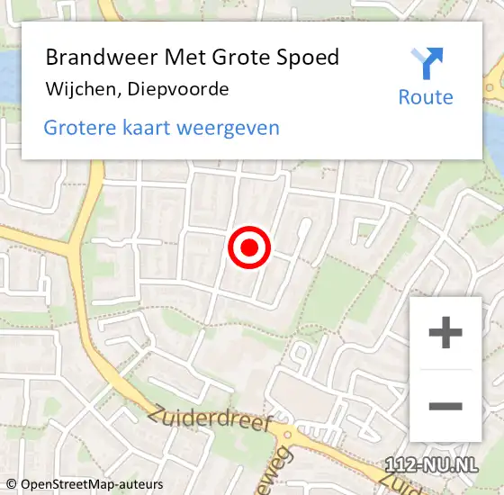 Locatie op kaart van de 112 melding: Brandweer Met Grote Spoed Naar Wijchen, Diepvoorde op 25 oktober 2024 12:14