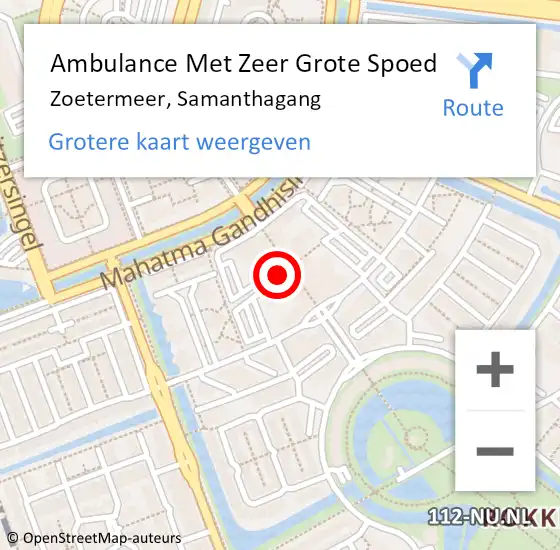 Locatie op kaart van de 112 melding: Ambulance Met Zeer Grote Spoed Naar Zoetermeer, Samanthagang op 25 oktober 2024 12:27