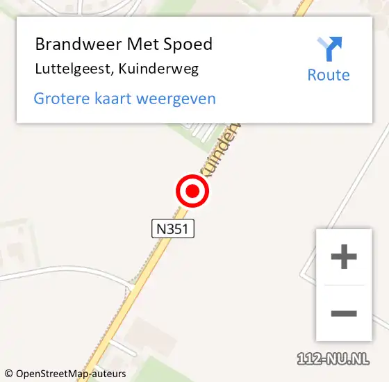 Locatie op kaart van de 112 melding: Brandweer Met Spoed Naar Luttelgeest, Kuinderweg op 25 oktober 2024 12:28