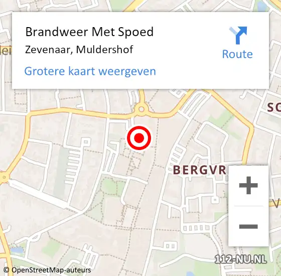 Locatie op kaart van de 112 melding: Brandweer Met Spoed Naar Zevenaar, Muldershof op 25 oktober 2024 12:35