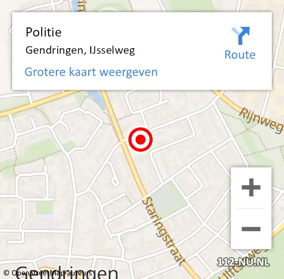 Locatie op kaart van de 112 melding: Politie Gendringen, IJsselweg op 25 oktober 2024 12:36