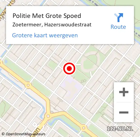 Locatie op kaart van de 112 melding: Politie Met Grote Spoed Naar Zoetermeer, Hazerswoudestraat op 25 oktober 2024 12:38