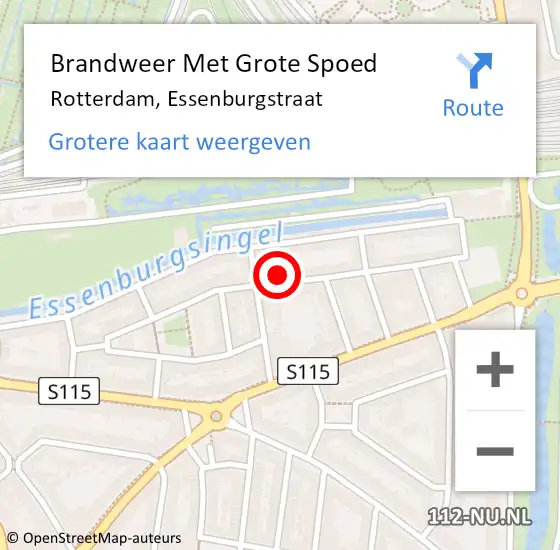 Locatie op kaart van de 112 melding: Brandweer Met Grote Spoed Naar Rotterdam, Essenburgstraat op 25 oktober 2024 12:40