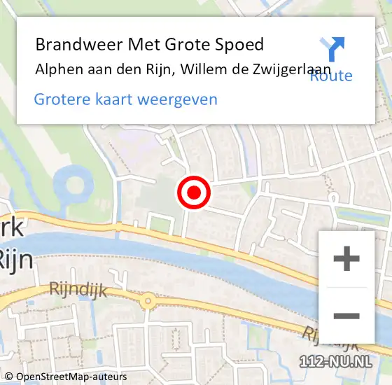 Locatie op kaart van de 112 melding: Brandweer Met Grote Spoed Naar Alphen aan den Rijn, Willem de Zwijgerlaan op 25 oktober 2024 12:44