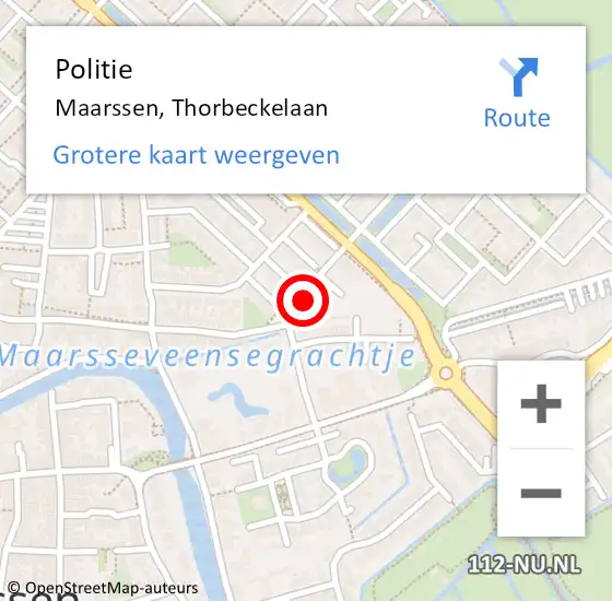 Locatie op kaart van de 112 melding: Politie Maarssen, Thorbeckelaan op 25 oktober 2024 12:47