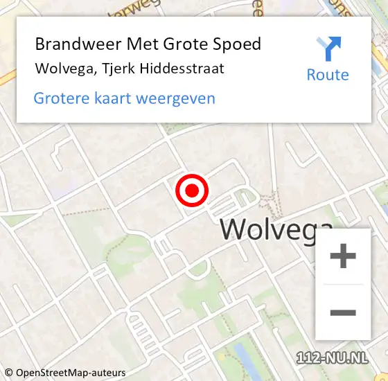 Locatie op kaart van de 112 melding: Brandweer Met Grote Spoed Naar Wolvega, Tjerk Hiddesstraat op 25 oktober 2024 12:55