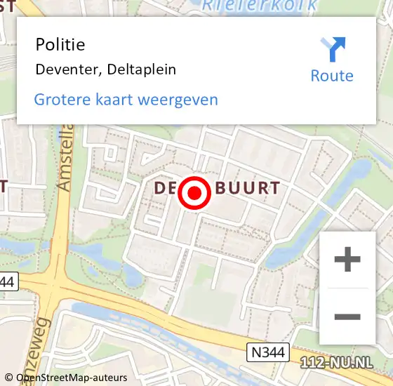 Locatie op kaart van de 112 melding: Politie Deventer, Deltaplein op 25 oktober 2024 13:01