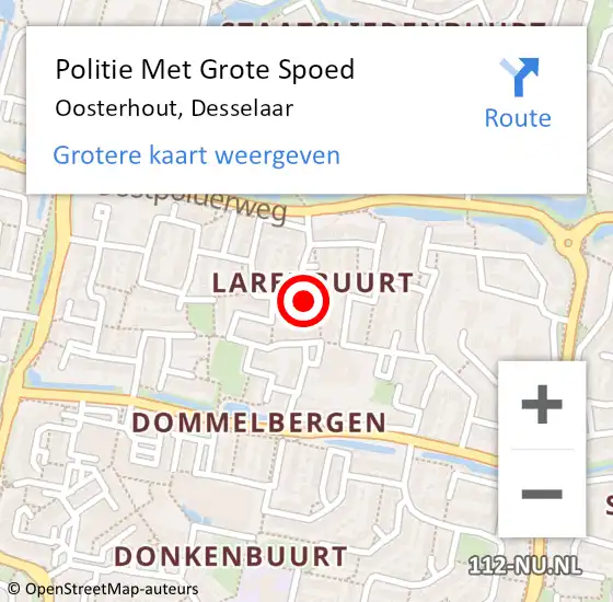 Locatie op kaart van de 112 melding: Politie Met Grote Spoed Naar Oosterhout, Desselaar op 25 oktober 2024 13:07