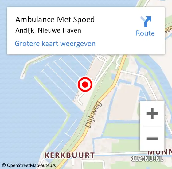 Locatie op kaart van de 112 melding: Ambulance Met Spoed Naar Andijk, Nieuwe Haven op 25 oktober 2024 13:20