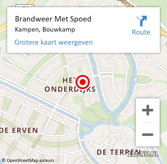 Locatie op kaart van de 112 melding: Brandweer Met Spoed Naar Kampen, Bouwkamp op 25 oktober 2024 13:59