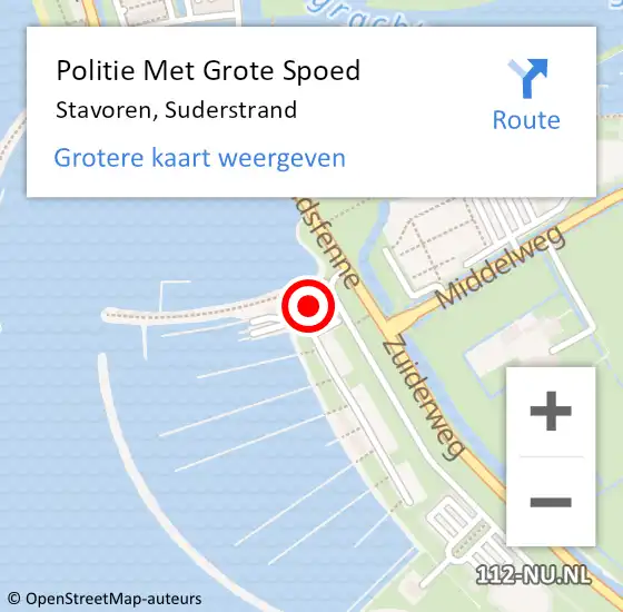 Locatie op kaart van de 112 melding: Politie Met Grote Spoed Naar Stavoren, Suderstrand op 25 oktober 2024 14:01