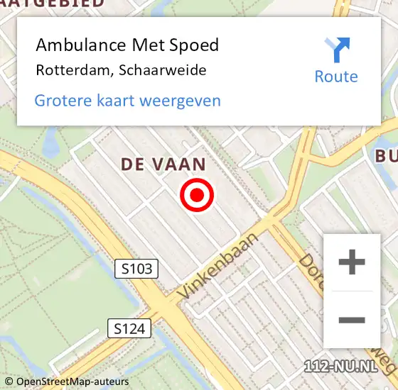 Locatie op kaart van de 112 melding: Ambulance Met Spoed Naar Rotterdam, Schaarweide op 25 oktober 2024 14:04