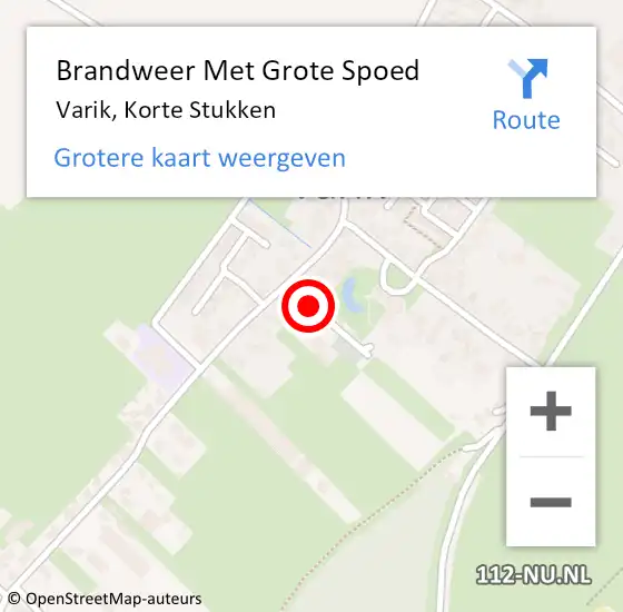 Locatie op kaart van de 112 melding: Brandweer Met Grote Spoed Naar Varik, Korte Stukken op 25 oktober 2024 14:05