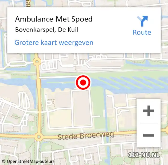 Locatie op kaart van de 112 melding: Ambulance Met Spoed Naar Bovenkarspel, De Kuil op 25 oktober 2024 14:10