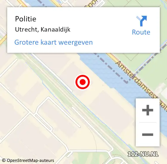 Locatie op kaart van de 112 melding: Politie Utrecht, Kanaaldijk op 25 oktober 2024 14:12