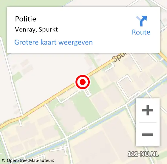 Locatie op kaart van de 112 melding: Politie Venray, Spurkt op 25 oktober 2024 14:14