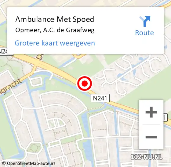 Locatie op kaart van de 112 melding: Ambulance Met Spoed Naar Opmeer, A.C. de Graafweg op 25 oktober 2024 14:14