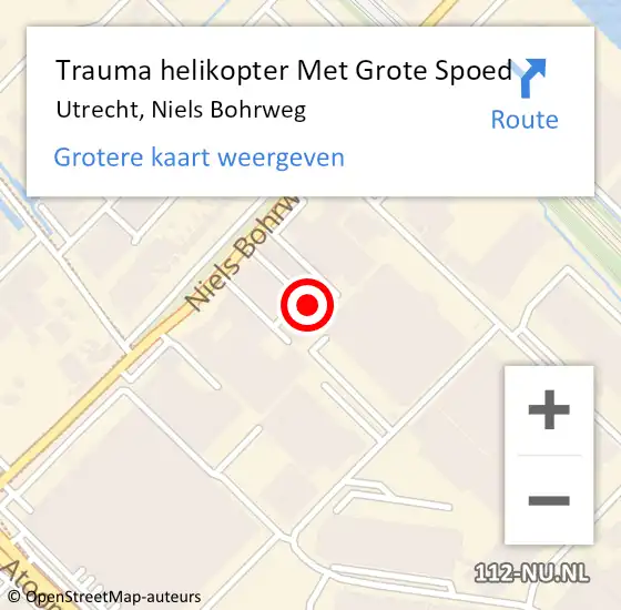 Locatie op kaart van de 112 melding: Trauma helikopter Met Grote Spoed Naar Utrecht, Niels Bohrweg op 25 oktober 2024 14:17