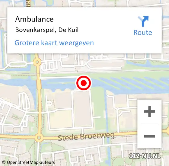 Locatie op kaart van de 112 melding: Ambulance Bovenkarspel, De Kuil op 25 oktober 2024 14:24